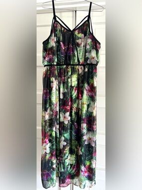 PLUS TROPICAL PRINT MAXI DRESS
